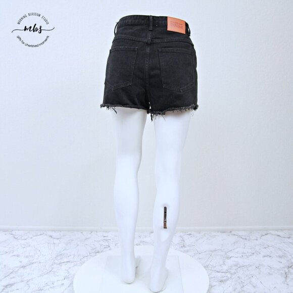 Princess Polly Distressed Denim High Waist Shorts Black Women 4 - Picture 5 of 9